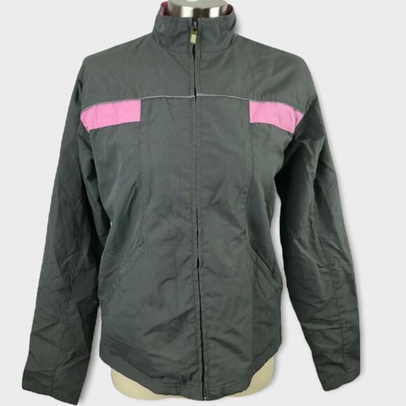 New Balance Womens Small Nylon Gray Pink Jacket Full Zip - Picture 1 of 8